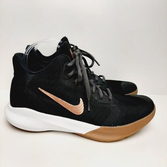 NIKE Precision 3 Black Metallic Copper Swoosh Athletic Shoes Runners Sz 8 - Picture 4 of 15